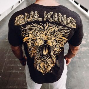 Мужская футболка для фитнеса и бодибилдинга BUL KING (лев), черная